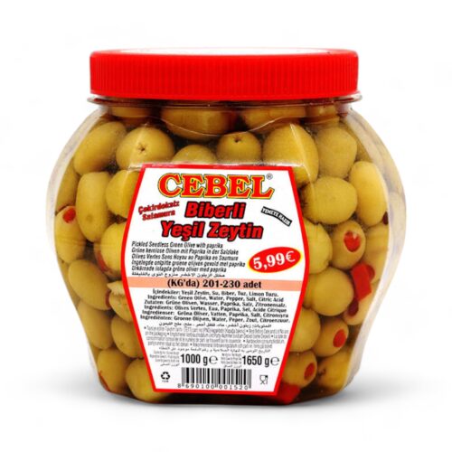 Cebel Biberli Yesil Zeytin 1000g
